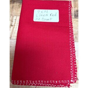 22 Count Linen Red Fabric 9x14 Inches